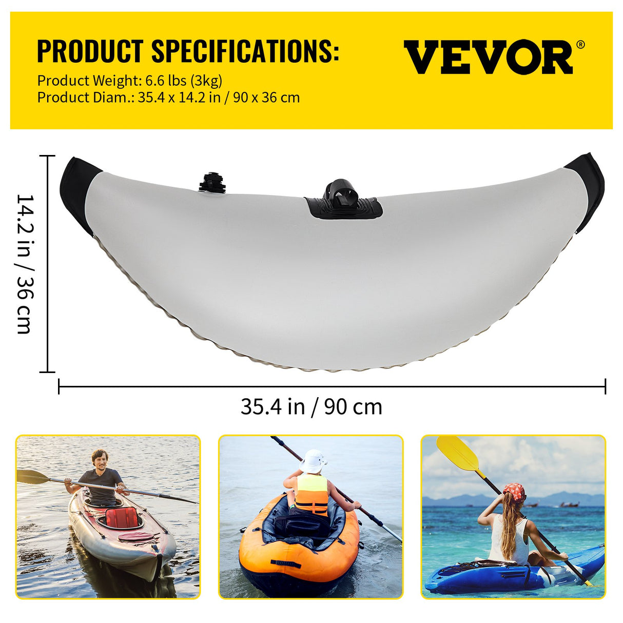 VEVOR Kayak Outrigger Stabilizer Inflatable Outrigger Float 2PCS PVC w/ Arms Rod