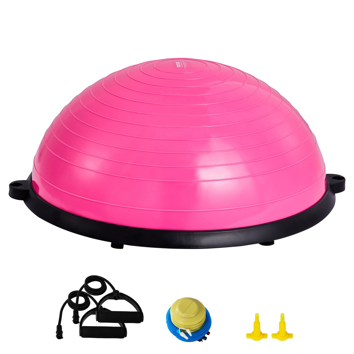 VEVOR Half Exercise Ball Trainer, 23 inch Balance Ball Trainer, 660lbs Capacity Stability Ball, Yoga Ball with Resistance Bands & Foot Pump, Strength