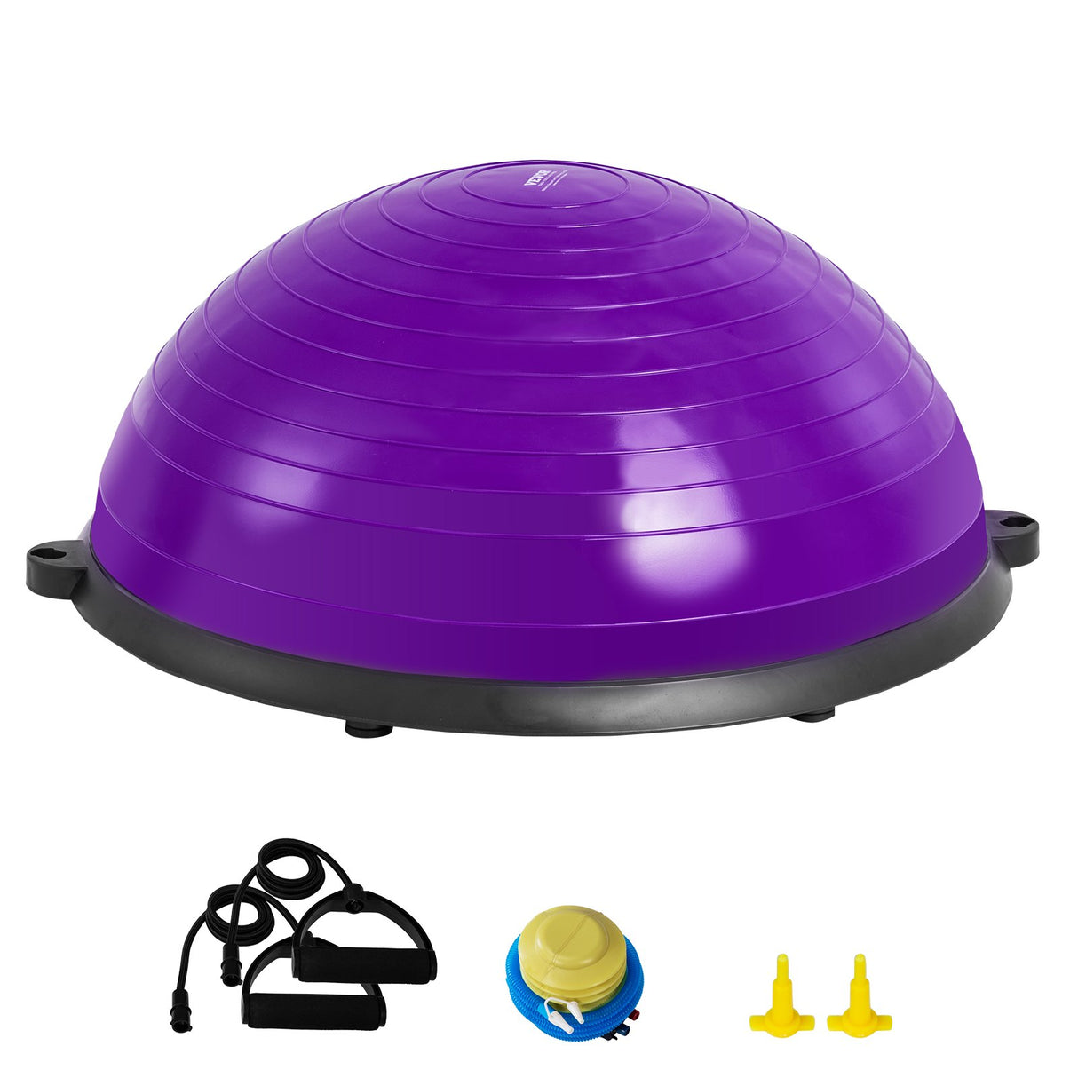 VEVOR Half Exercise Ball Trainer, 23 inch Balance Ball Trainer, 660lbs Stability Ball, Yoga Ball with Resistance Bands & Foot Pump, Strength Fitness