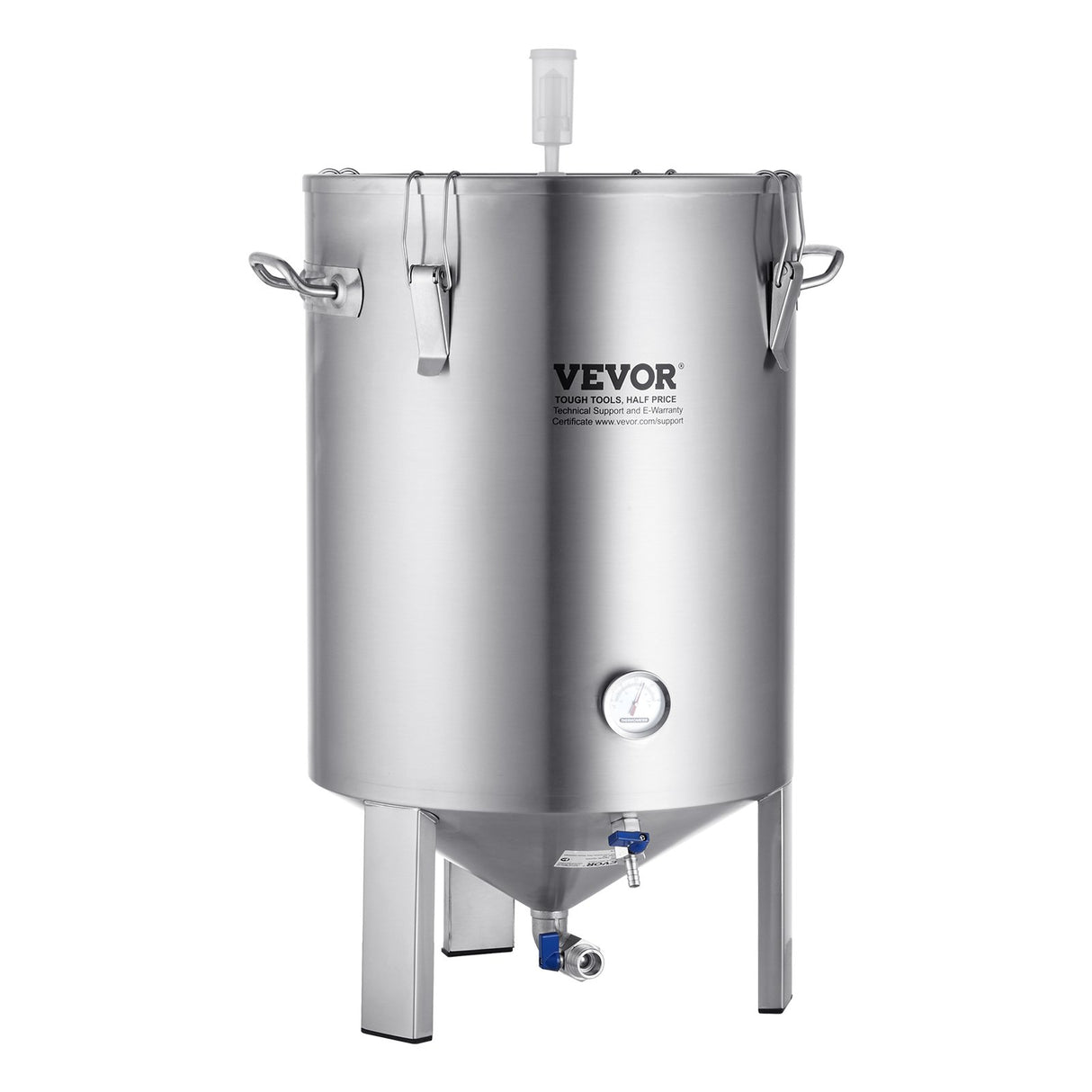VEVOR 304 Stainless Steel Kettle, 16 GALLON Beer Brew Fermentor, Brew Bucket Fermentor for Brewing, Home Brewing Supplies with Base, Kettle Stock Pot Includes Lid, Handle, Valve, Spigot, Thermometer