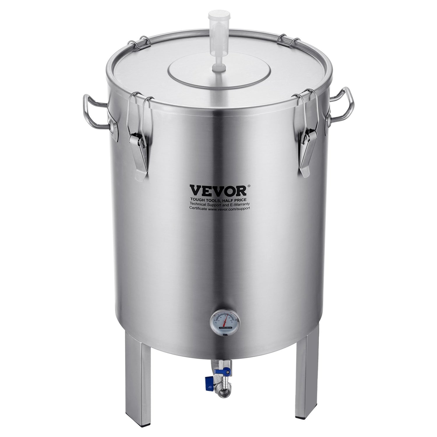 VEVOR 304 Stainless Steel Kettle, 16 GALLON Beer Brew Fermentor, Brew Bucket Fermentor for Brewing, Home Brewing Supplies with Base, Kettle Stock Pot Includes Lid, Handle, Valve, Spigot, Thermometer