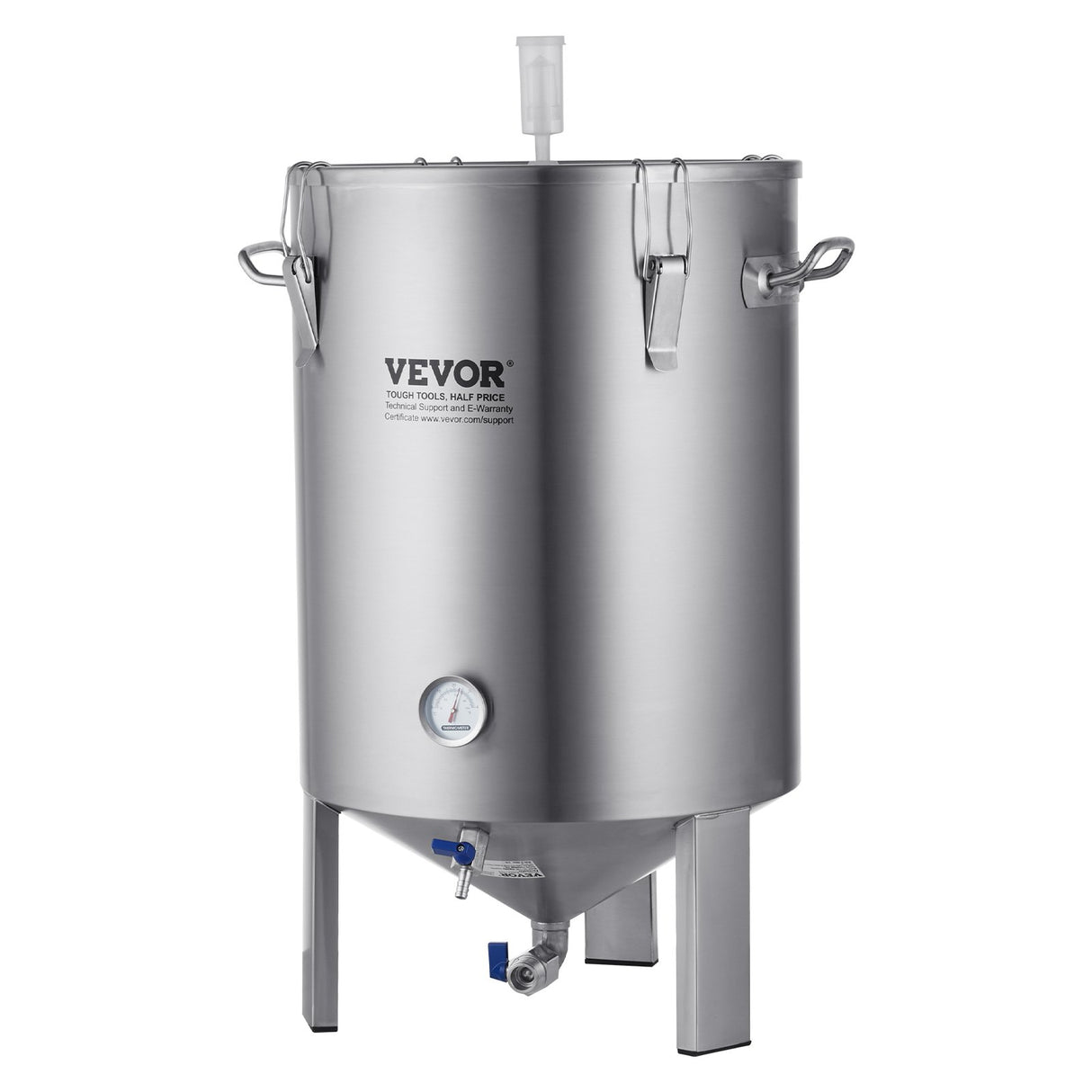 VEVOR 304 Stainless Steel Kettle, 16 GALLON Beer Brew Fermentor, Brew Bucket Fermentor for Brewing, Home Brewing Supplies with Base, Kettle Stock Pot Includes Lid, Handle, Valve, Spigot, Thermometer