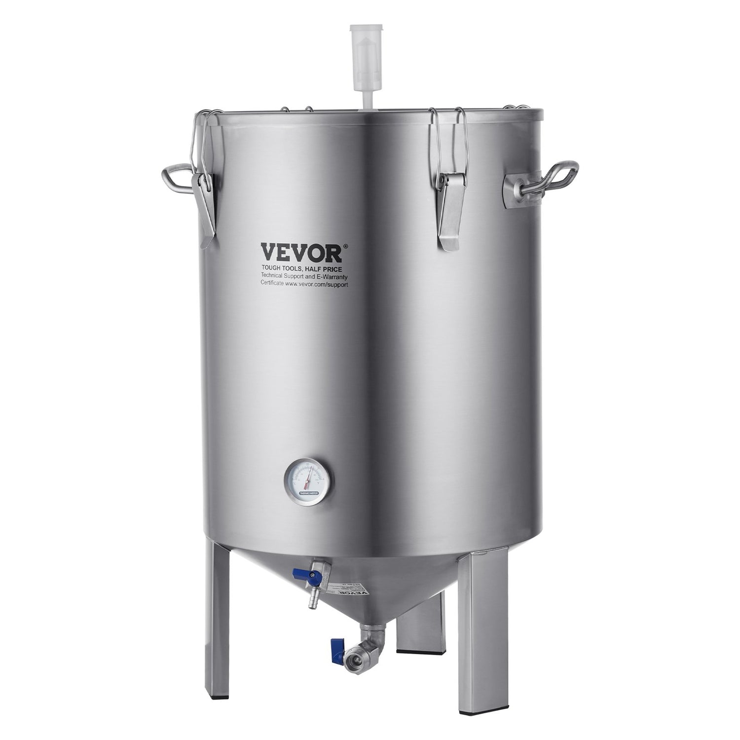 VEVOR 304 Stainless Steel Kettle, 16 GALLON Beer Brew Fermentor, Brew Bucket Fermentor for Brewing, Home Brewing Supplies with Base, Kettle Stock Pot Includes Lid, Handle, Valve, Spigot, Thermometer