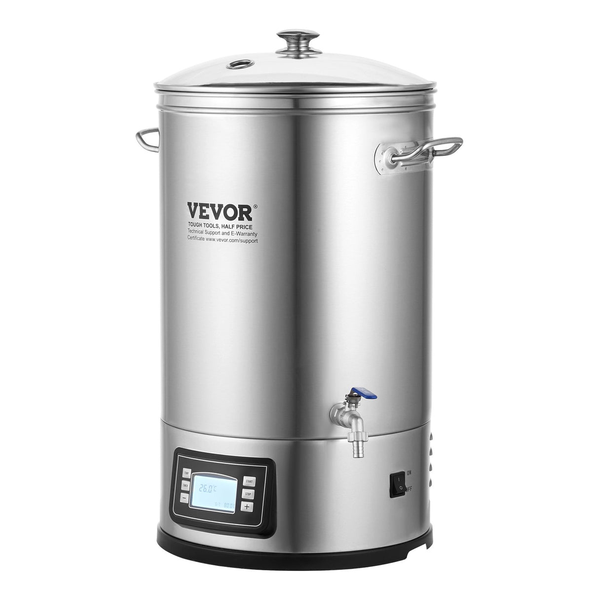 Electric Brewing System, 8 GALLON Brewing Stock Pot, All-in-One Home Beer Brewer, 304 Stainless Steel Brewing Supplies with Panel, Includes Glass Lid, Handle, Spigot, Electronic Panel Control
