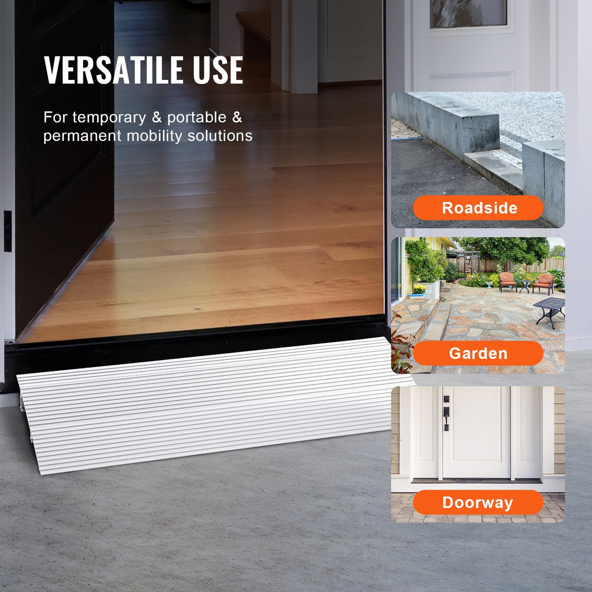 VEVOR Door Threshold Ramp, 2" Rise, 800 lbs Load Capacity, Door Ramp for Wheelchairs, Aluminum Threshold Ramp for Doorways, Adjustable Modular Threshold Ramp for Wheelchairs, Scooters, Power Chairs