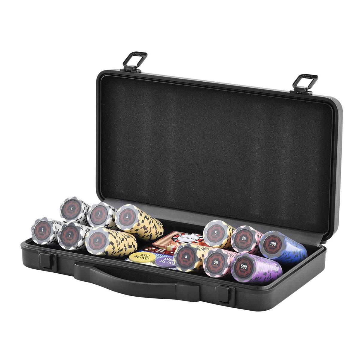 VEVOR Poker Chip Set, 300-Piece Poker Set, Complete Poker Playing Game Set with Carrying Case, Heavyweight 14 Gram Casino Clay Chips, Cards, Buttons