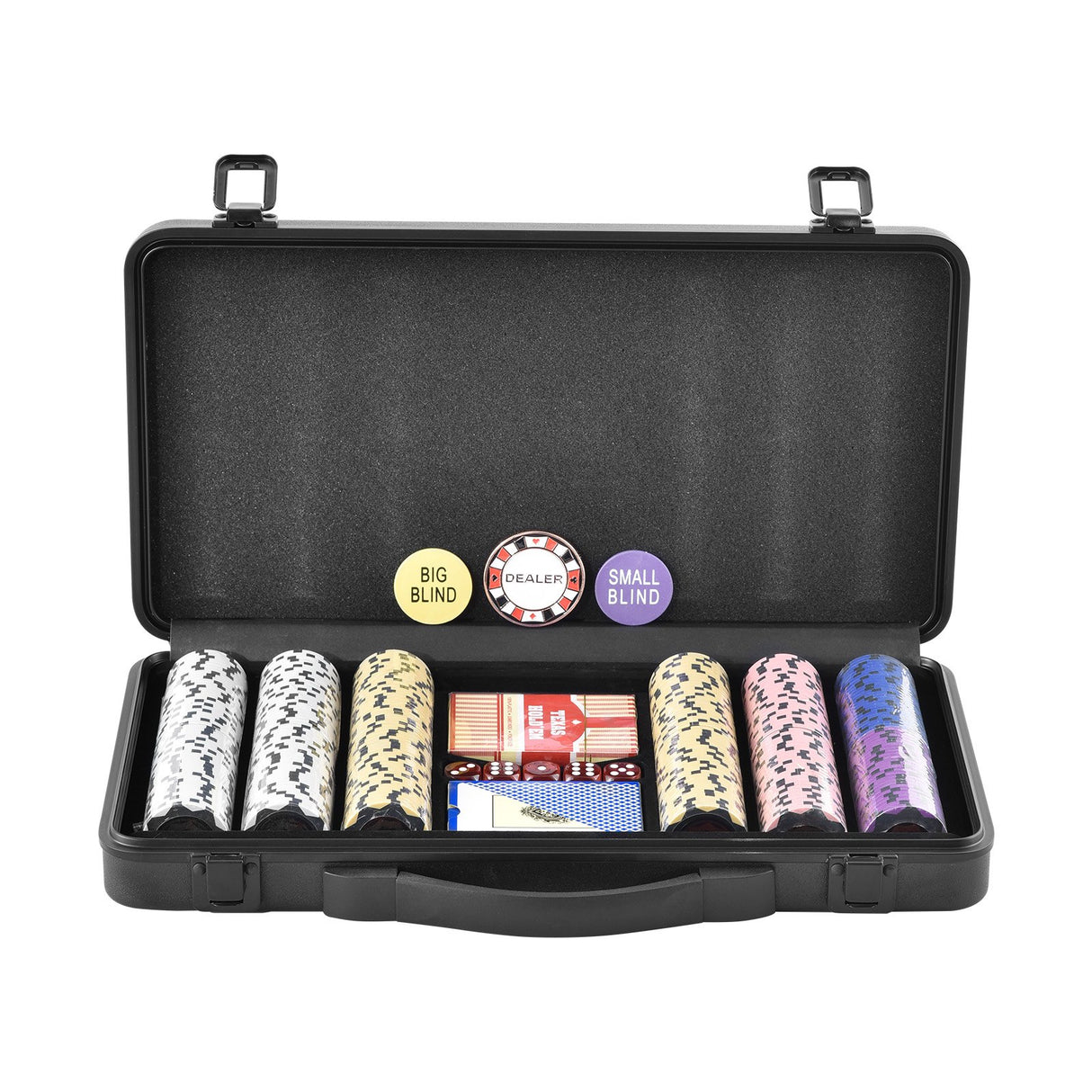 VEVOR Poker Chip Set, 300-Piece Poker Set, Complete Poker Playing Game Set with Carrying Case, Heavyweight 14 Gram Casino Clay Chips, Cards, Buttons