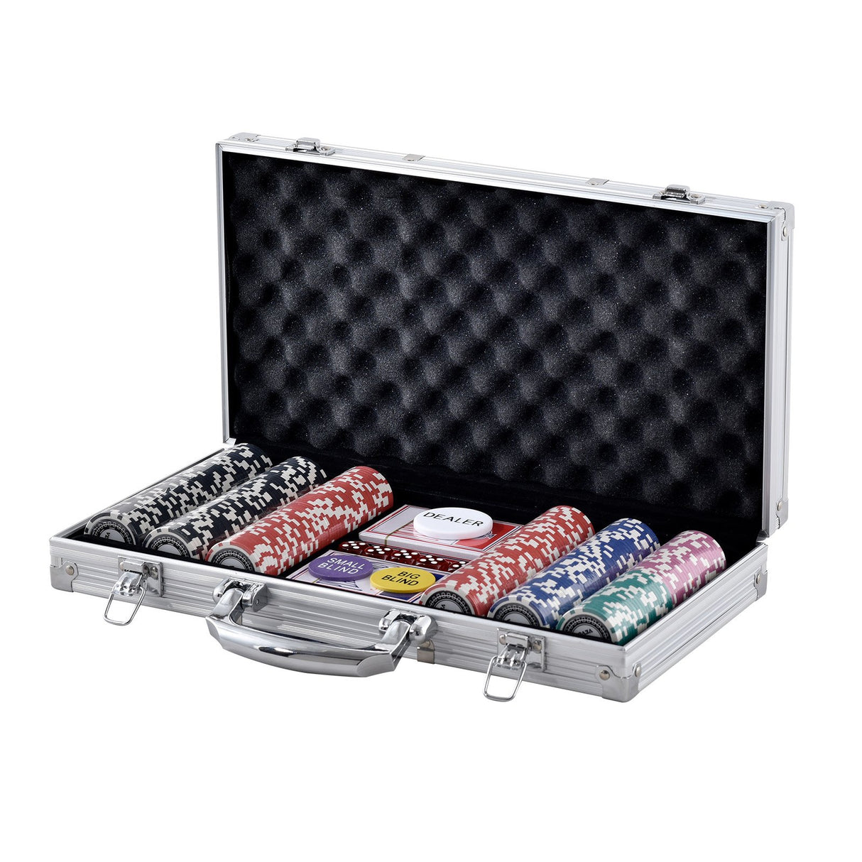 Poker Chip Set, 300-Piece Poker Set, Complete Poker Playing Game Set with Aluminum Carrying Case, 11.5 Gram Casino Chips, Cards, Buttons and Dices, for Texas Hold'em, Blackjack, Gambling