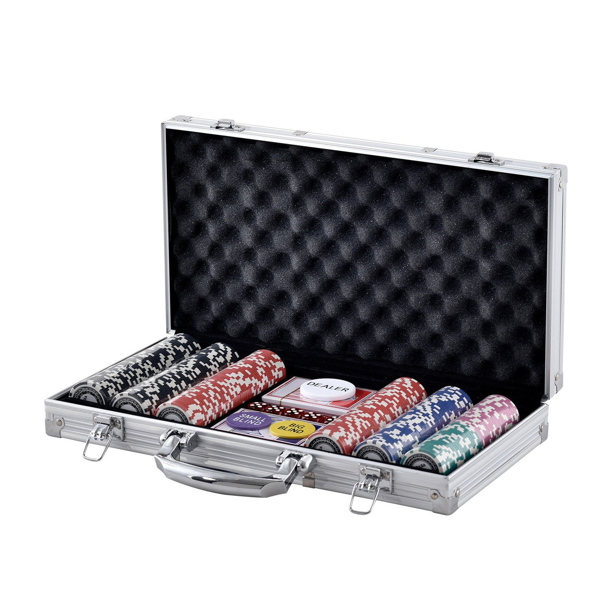 VEVOR Poker Chip Set, 300-Piece Poker Set, Complete Poker Playing Game Set with Aluminum Carrying Case, 11.5 Gram Casino Chips, Cards, Buttons and Dices, for Texas Hold'em, Blackjack, Gambling