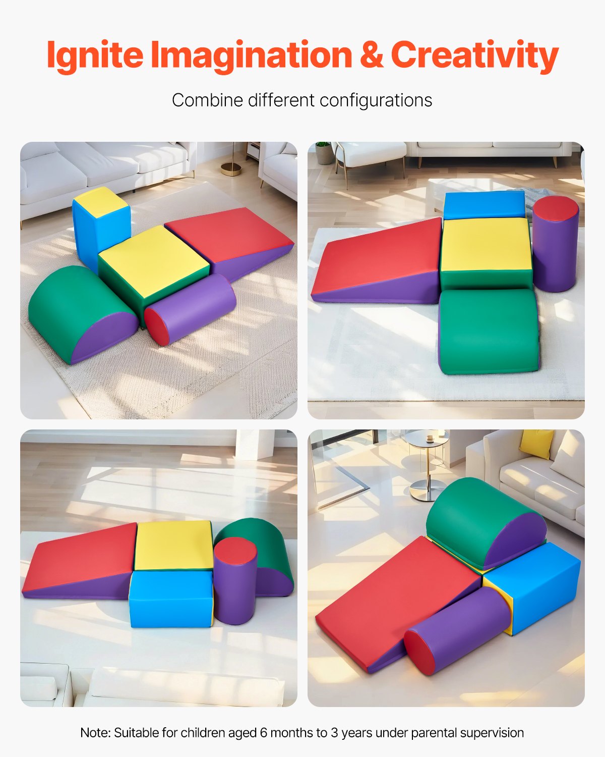 VEVOR Climbing Toys 5 Piece Foam Climbing Blocks for Toddlers and Preschoolers