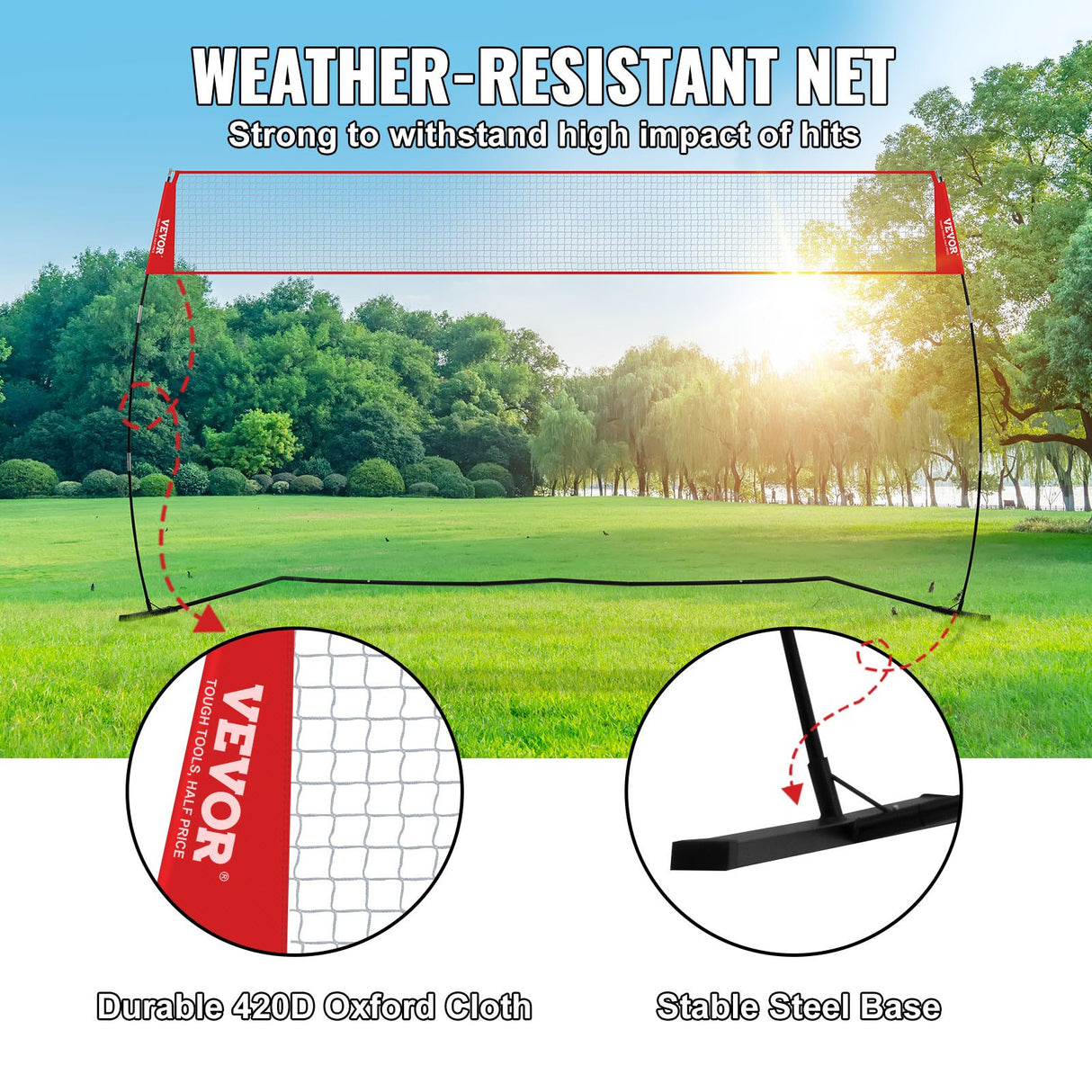 VEVOR Freestanding Volleyball Training Net for Indoor or Outdoor Use, Adjustable Height Portable Net