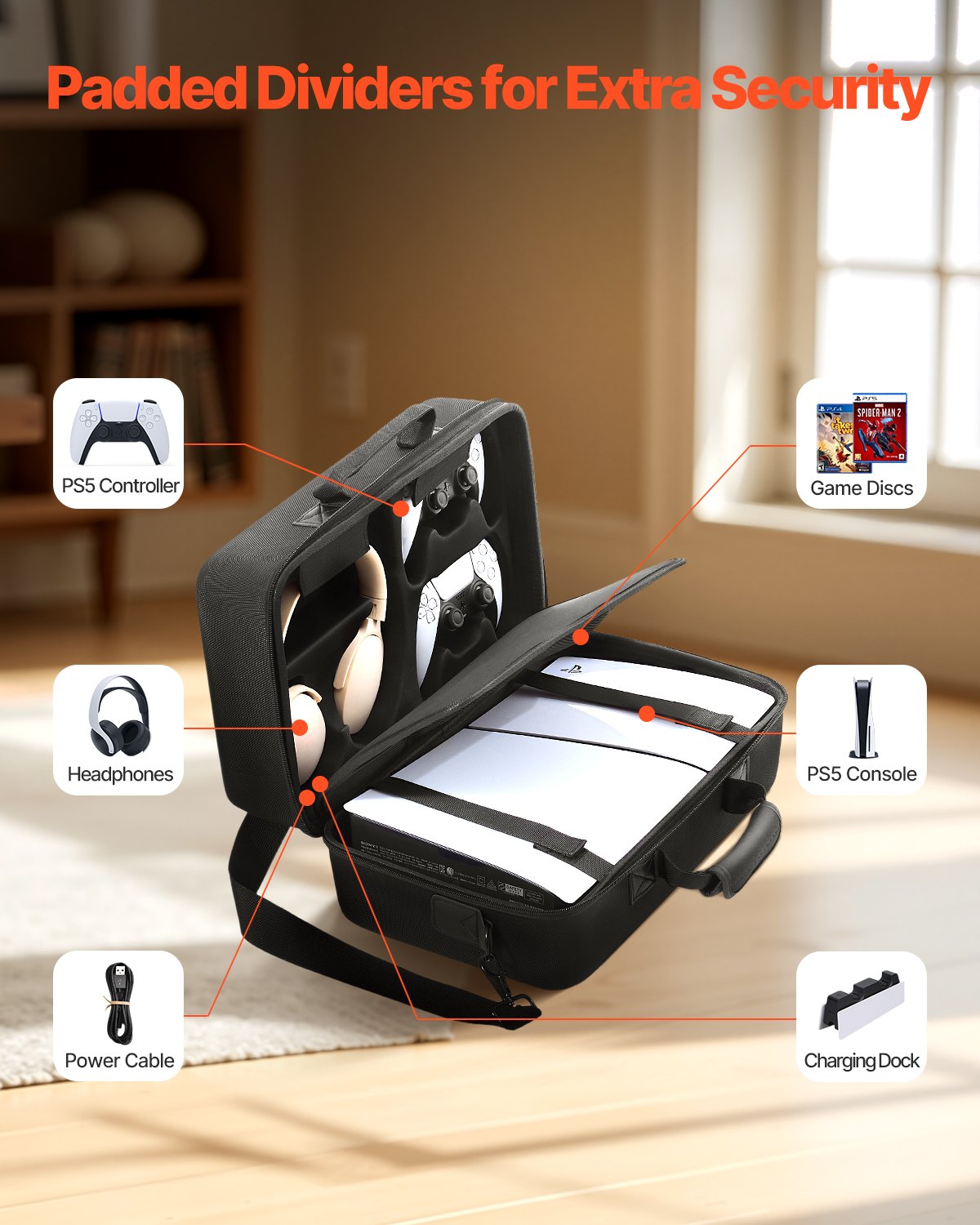 PS5 Carrying Case Travel Bag for Playstation 5 Slim EVA Soft Lining
