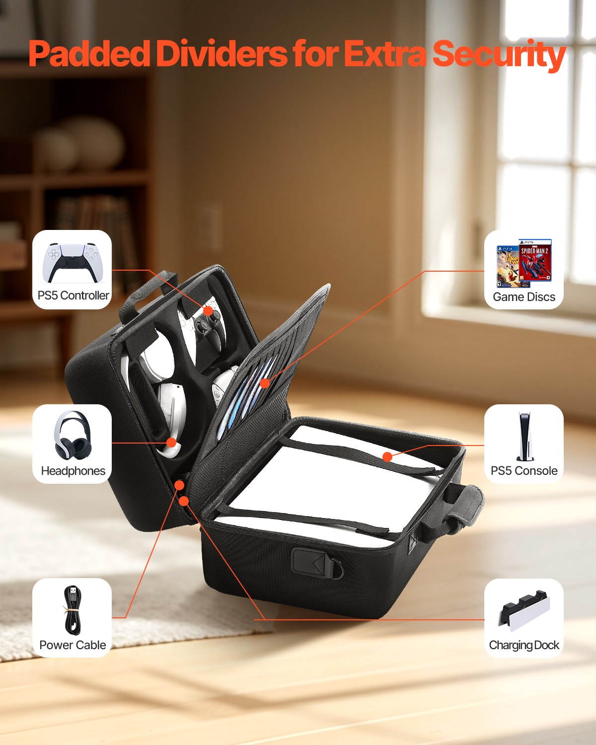 PS5 Carrying Case Travel Bag for Playstation 5 Shockproof EVA Soft Lining