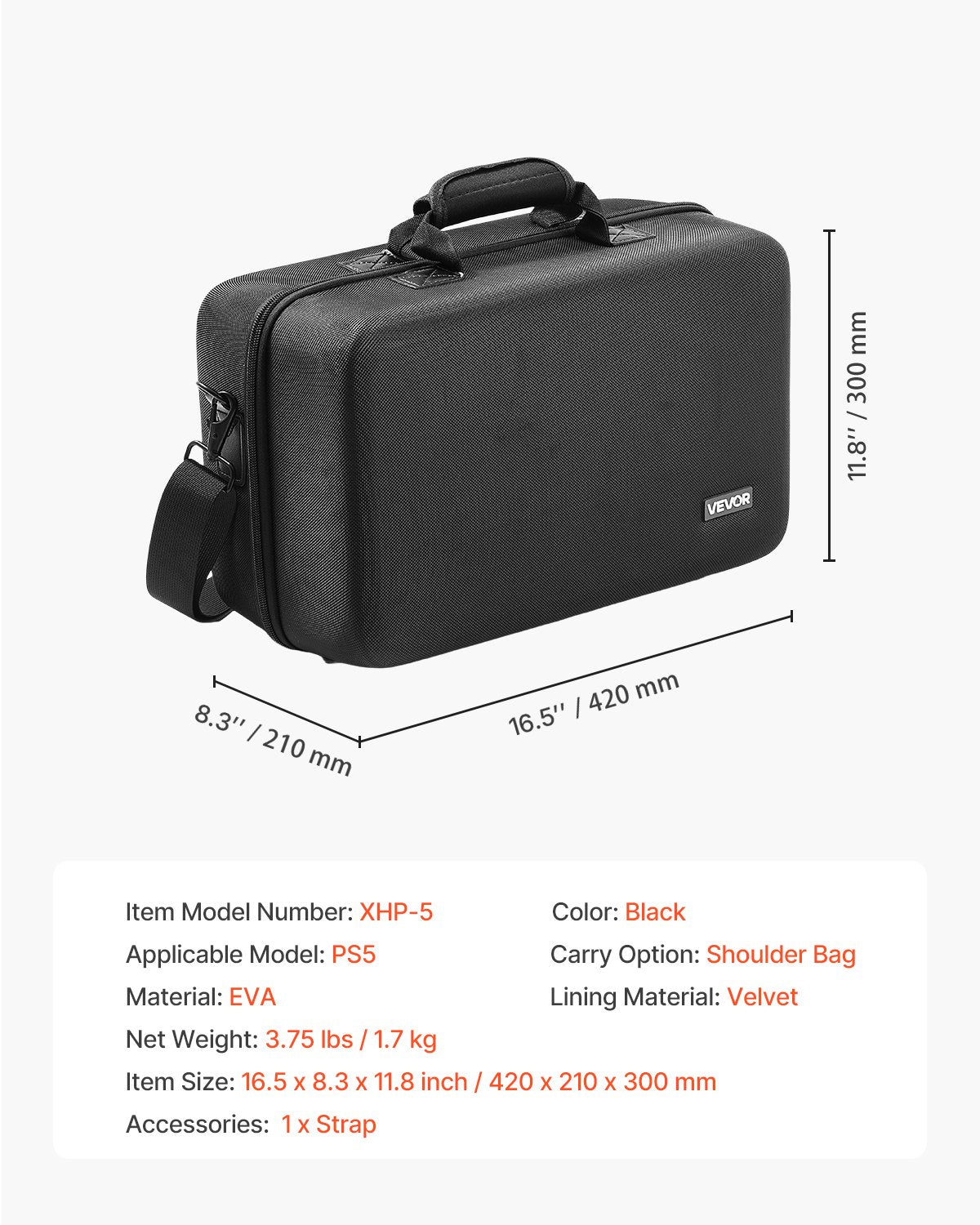 PS5 Carrying Case Travel Bag for Playstation 5 Shockproof EVA Soft Lining