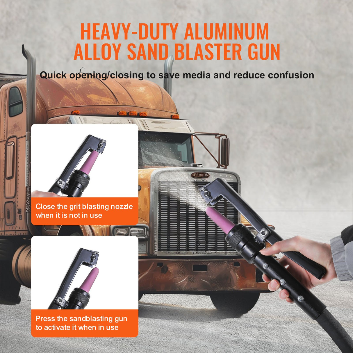 VEVOR 10 Gallon Heavy-Duty Sand Blaster, 60-110 PSI High Pressure Sandblaster, Portable Abrasive Blasting Tank, Air Sand Blasting Kit with 2 Ceramic Nozzles & 7.5ft Hose for Stain, Rust, Paint Removal