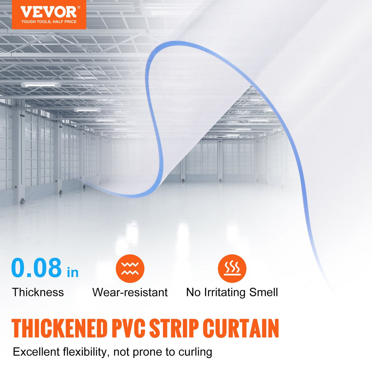 Strip Curtain, 213.4 cm Height x 122 cm Width, 2 mm Thickness, 8PCS Clear PVC Strip Door Curtain, Freezer Curtain, Plastic Door Strips for Walk in Freezers, Cooler, Warehouse, with 50% Overlap