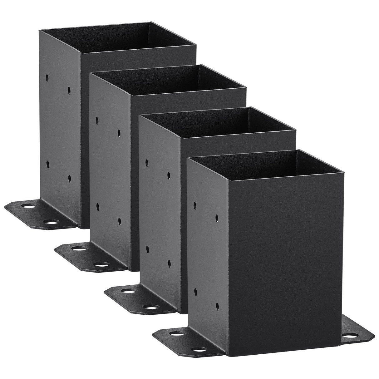 VEVOR 101.6x101.6mm Post Base 4 Pcs, Inner Size 91x91 Post Base Brackets, Heavy Duty Powder-Coated Post Anchor Matte Black Wood Post Brackets for