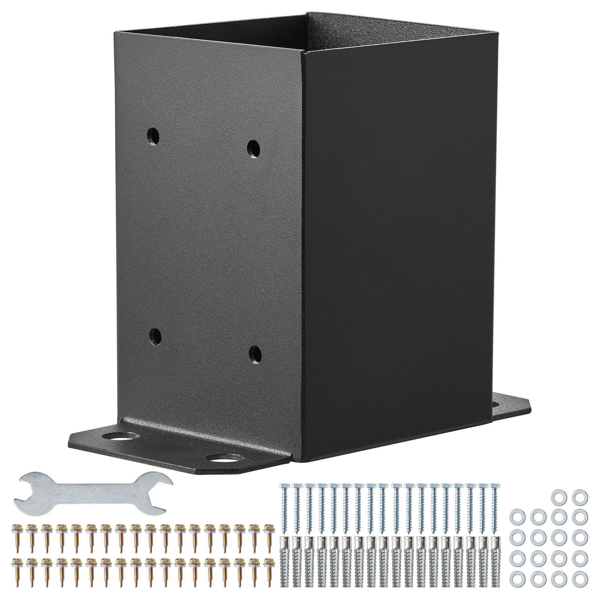 VEVOR 101.6x101.6mm Post Base 4 Pcs, Inner Size 91x91 Post Base Brackets, Heavy Duty Powder-Coated Post Anchor Matte Black Wood Post Brackets for