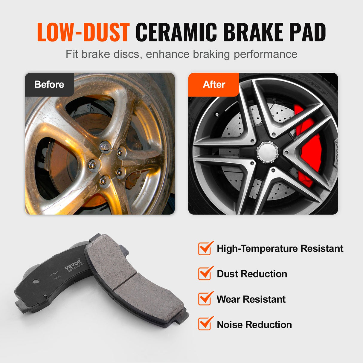 VEVOR Front and Rear Brake Kit Compatible with 2012-2020 Ford F-150(MPB Only), Drilled and Slotted Brake Rotors Ceramic Brake Pads Replacement, 13.8"