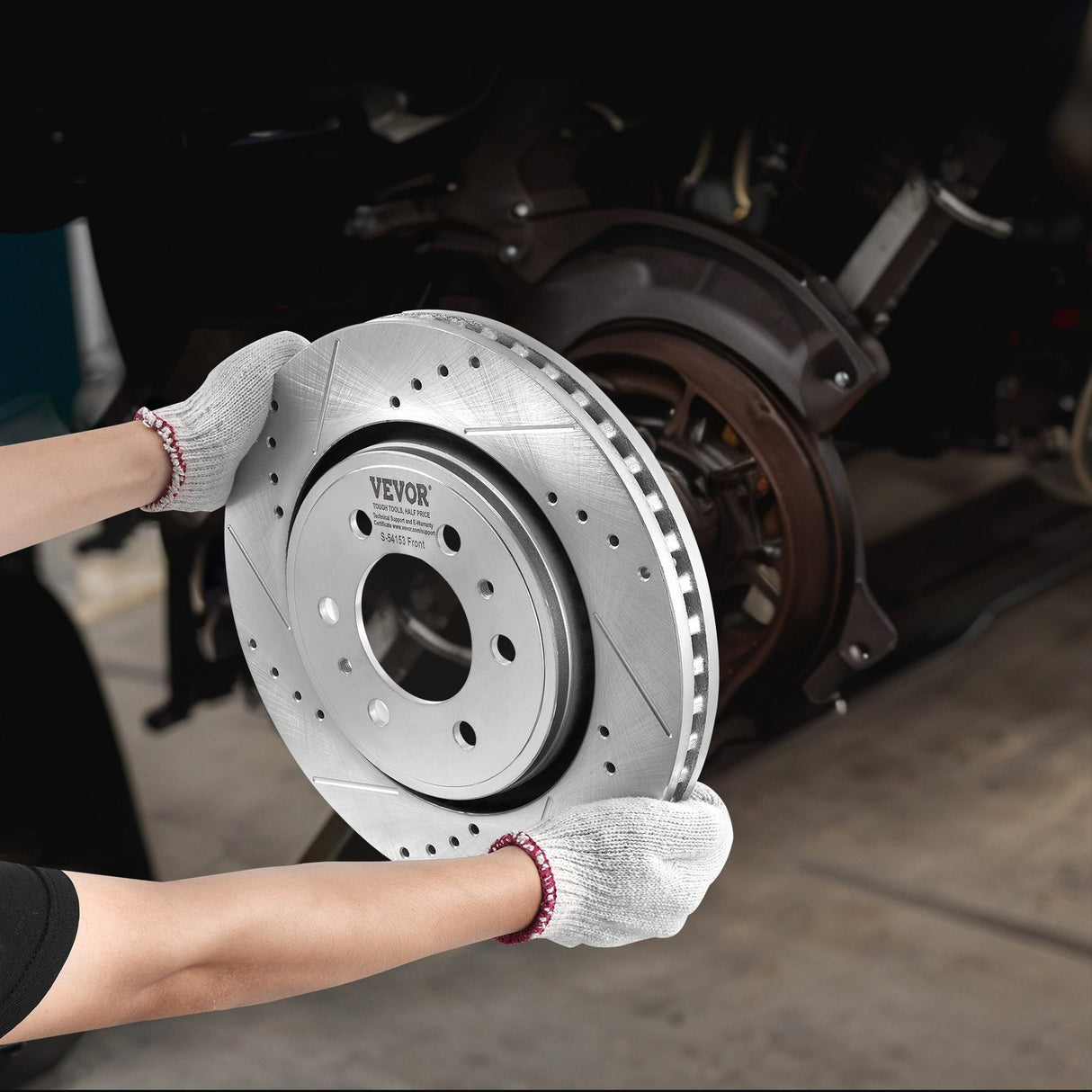 VEVOR Front and Rear Brake Kit Compatible with 2012-2020 Ford F-150(MPB Only), Drilled and Slotted Brake Rotors Ceramic Brake Pads Replacement, 13.8" Front Rotors 13.7" Rear Rotors