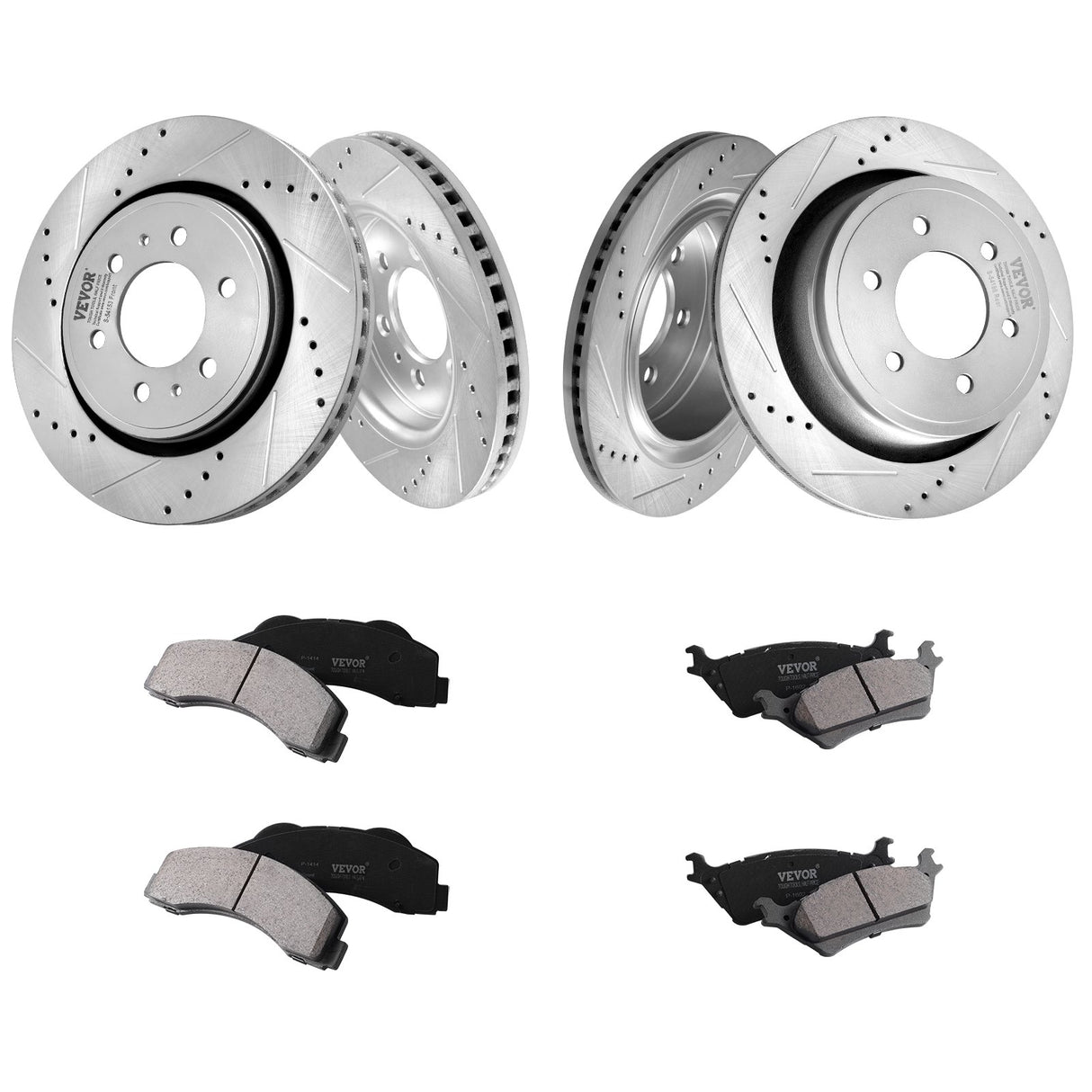VEVOR Front and Rear Brake Kit Compatible with 2012-2020 Ford F-150(MPB Only), Drilled and Slotted Brake Rotors Ceramic Brake Pads Replacement, 13.8"
