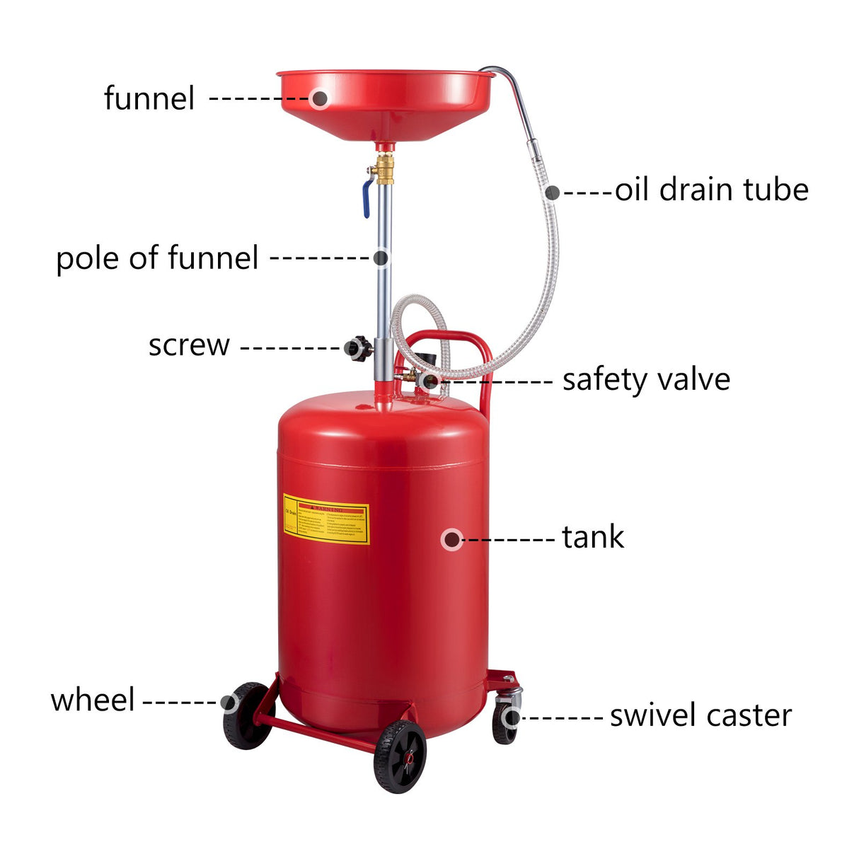 VEVOR Waste Oil Drain Tank Portable Oil Drain 20 Gallon Air Operated Drainer