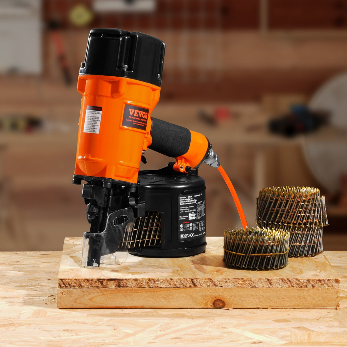 VEVOR CN83N Coil Siding Nailer 50mm to 83mm 15 Degree Pneumatic Nail Gun