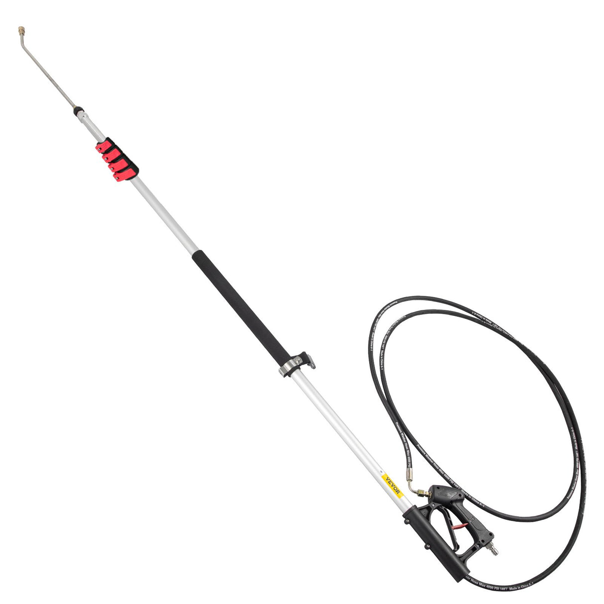 VEVOR Telescoping Pressure Washer Wand, 20 ft 5-Section Length Adjustable, Max. 4000 PSI Fit for 3/8'' Quick Connection, 5 Spray Nozzles, Belt, for