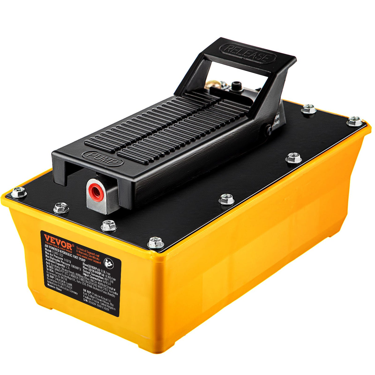 VEVOR Air Hydraulic Pump, 10,000 PSI Hydraulic Foot Pump, 0.6 Gal Reservoir Foot Operated Air/Hydraulic Pump, with Hose and Spray Gun for Heavy Machinery Rigging, Auto Repair, Auto Body Frame Machines