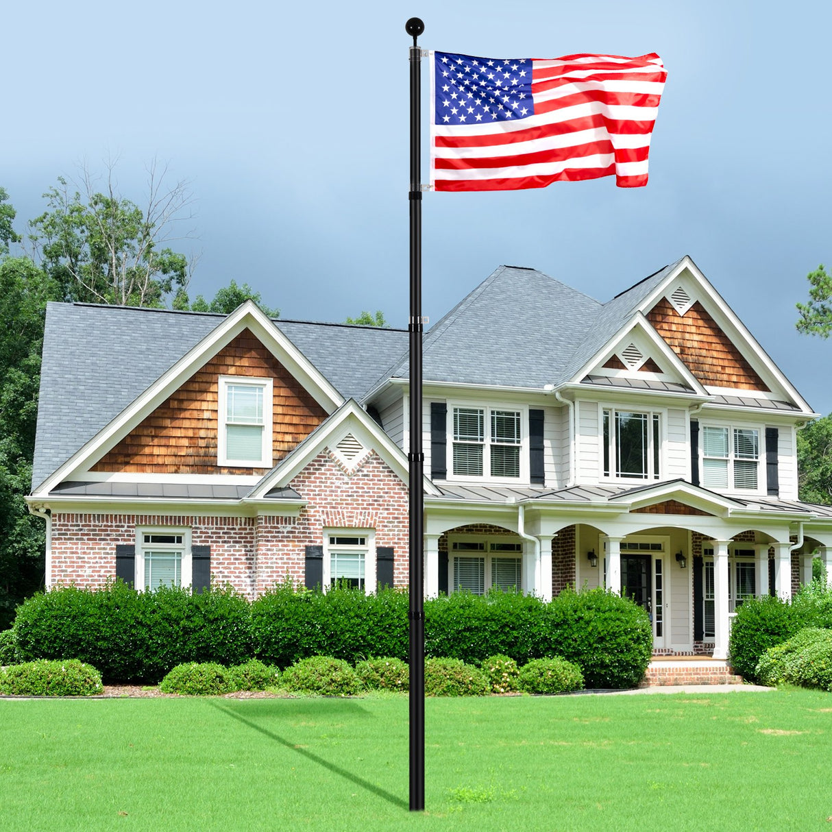 VEVOR 25FT Telescopic Flagpole Kit, Heavy Duty Aluminum Alloy Flag Pole Kit in Ground for Outside, 3 Display Modes Flagpole with Professional