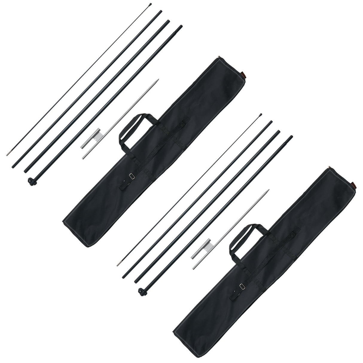 VEVOR Feather Flag Pole Kit 2 Packs Swooper Flag Pole 16.3 ft with Ground Stakes