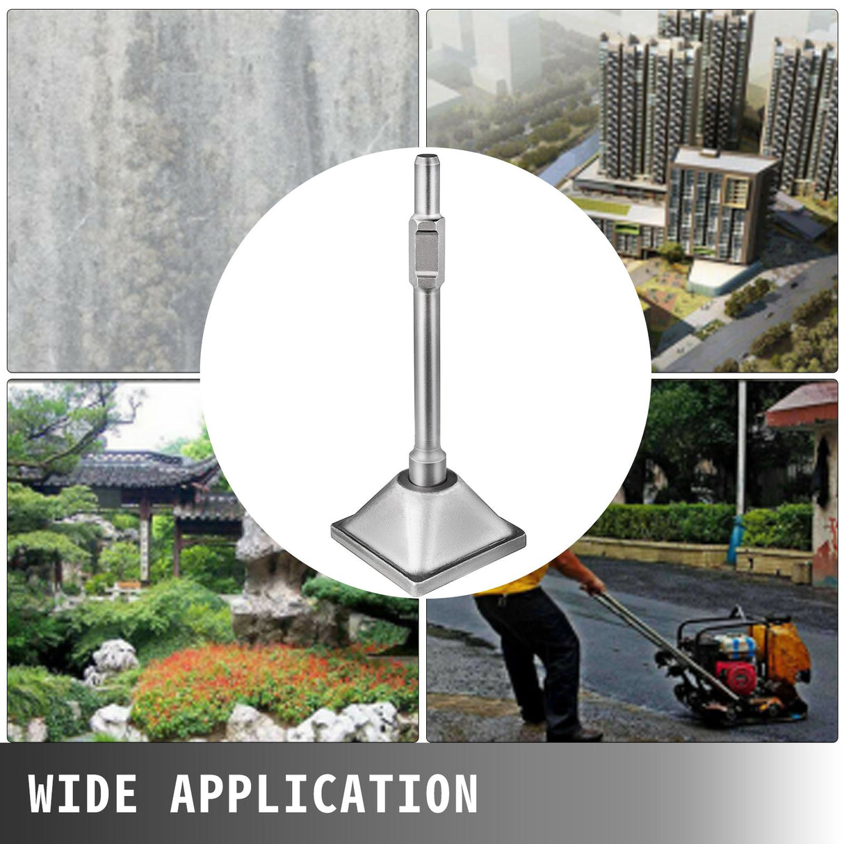 VEVOR Jack Hammer 1-1/8 Tamper Shank, Dirt Tamper 6x6 Compactor Plate with Electric Chisel Dirt Compactor, Demolition Jackhammer Bits Solid Compactor