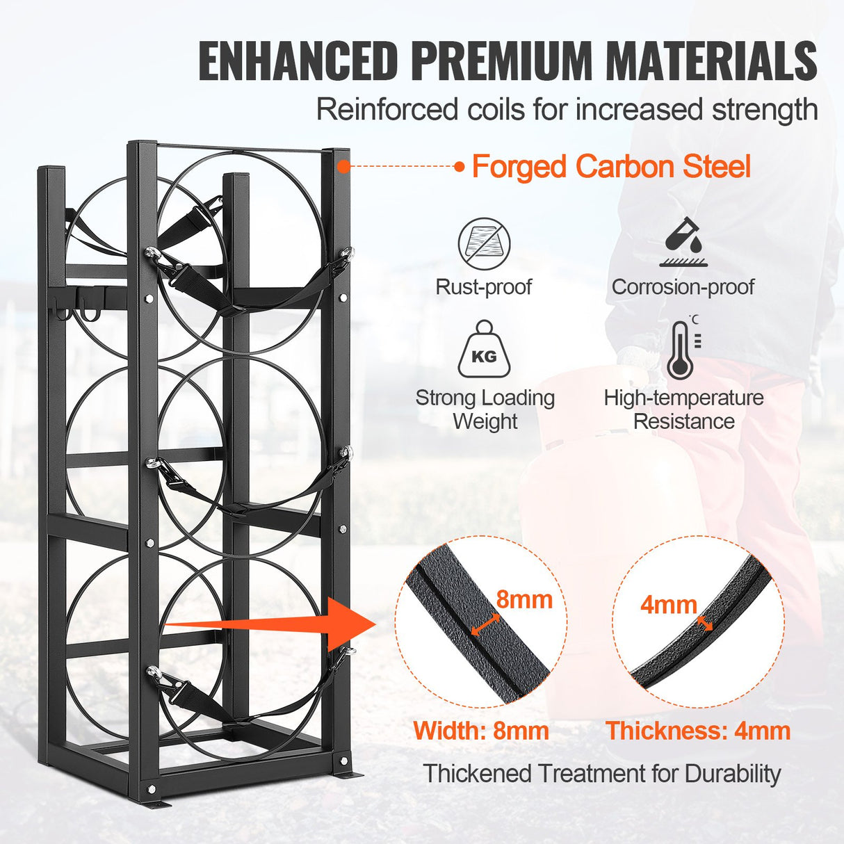 VEVOR Refrigerant Tank Rack, with 3 x 30lbs Bottle Tanks, Cylinder Tank Rack 12.79x12.99x33.07 in, Refrigerant Cylinder Rack Gas Cylinder Racks and