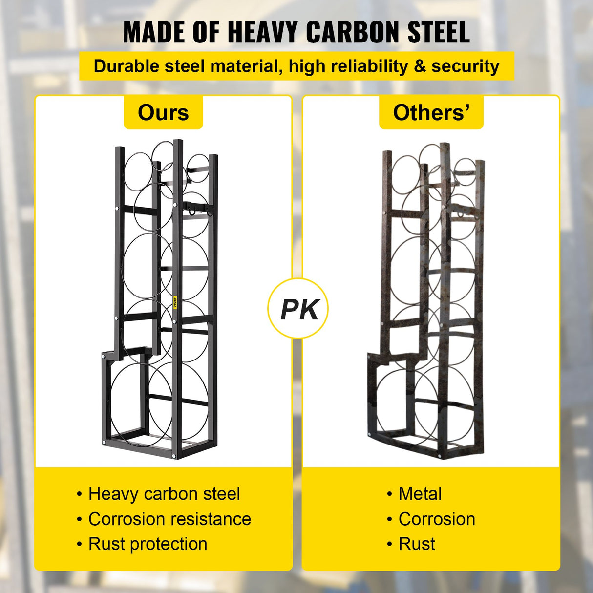 VEVOR Refrigerant Tank Rack Cylinder Tank Rack w/ 1*50lb 2*30lb &3 Small Bottles