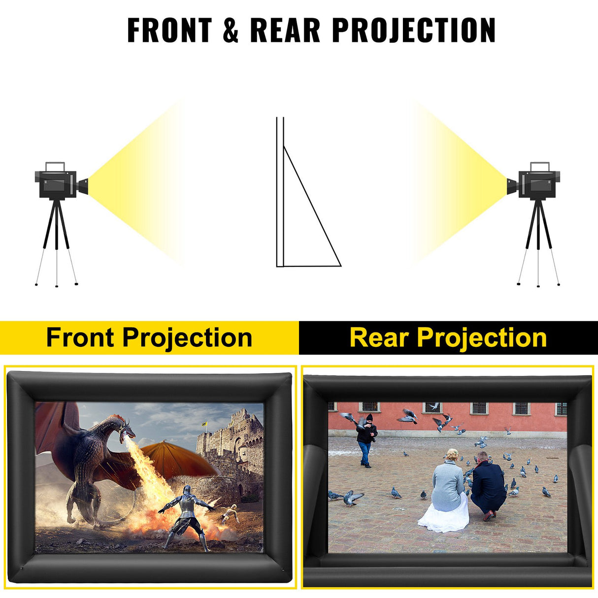 VEVOR 6x4m Inflatable Projector Screen Movie Screen Outdoor Theater w/Blower