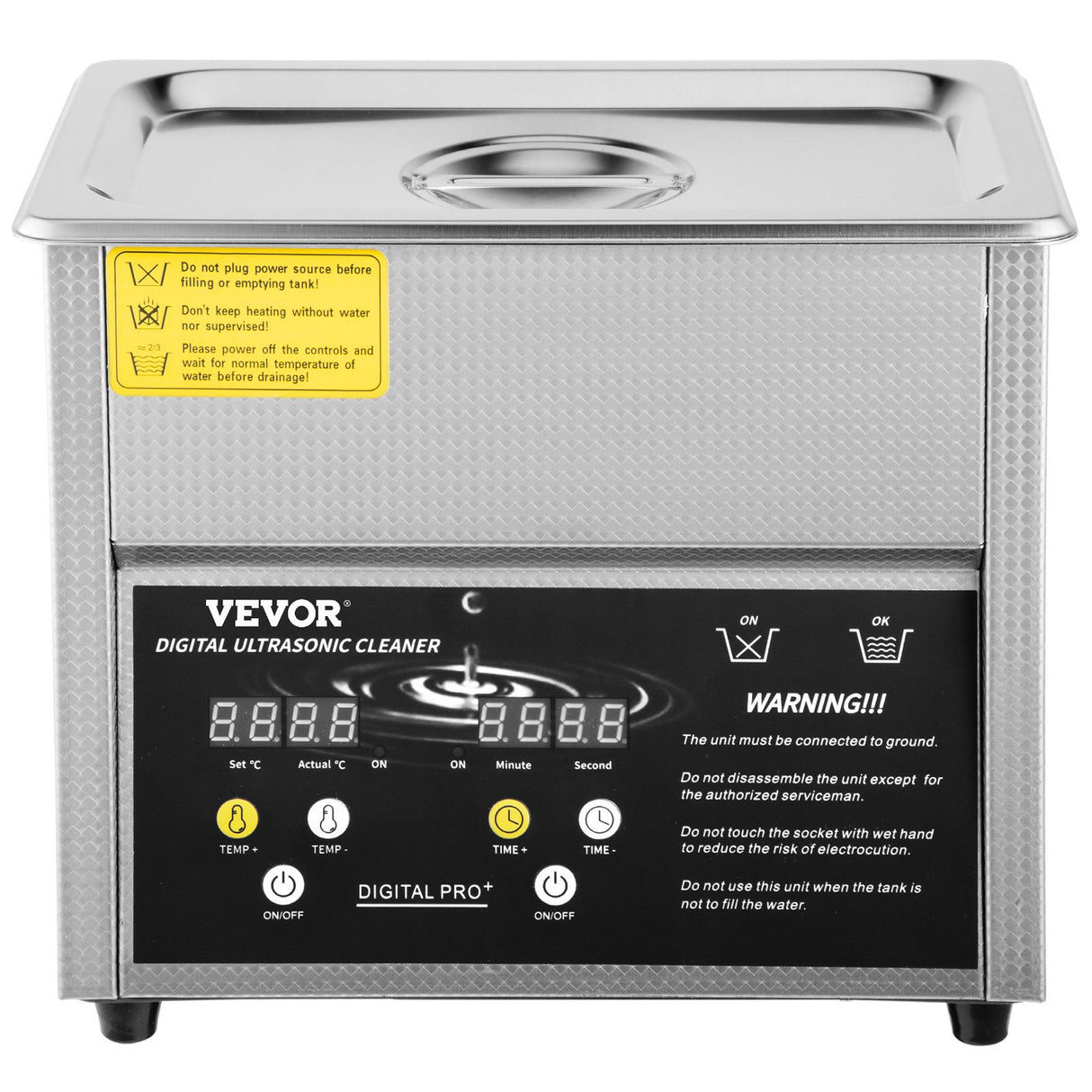 VEVOR Digital Ultrasonic Cleaner 3L Ultrasonic Cleaning Machine 220V 50kHz Sonic Cleaner Machine 304 Stainless Steel Ultrasonic Cleaner Machine with Heater and Timer for Cleaning Jewelry Glasses Watch