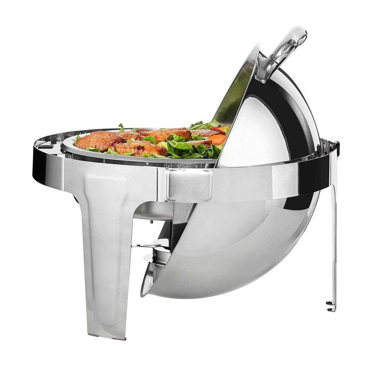 VEVOR Roll Top Chafing Dish Buffet Set, 5.5L 2 Pack, Stainless Steel Chafer with 2 Full Size Pans, Round Catering Warmer Server with Lid Water Pan Stand Fuel Holder, for at Least 5 People Each