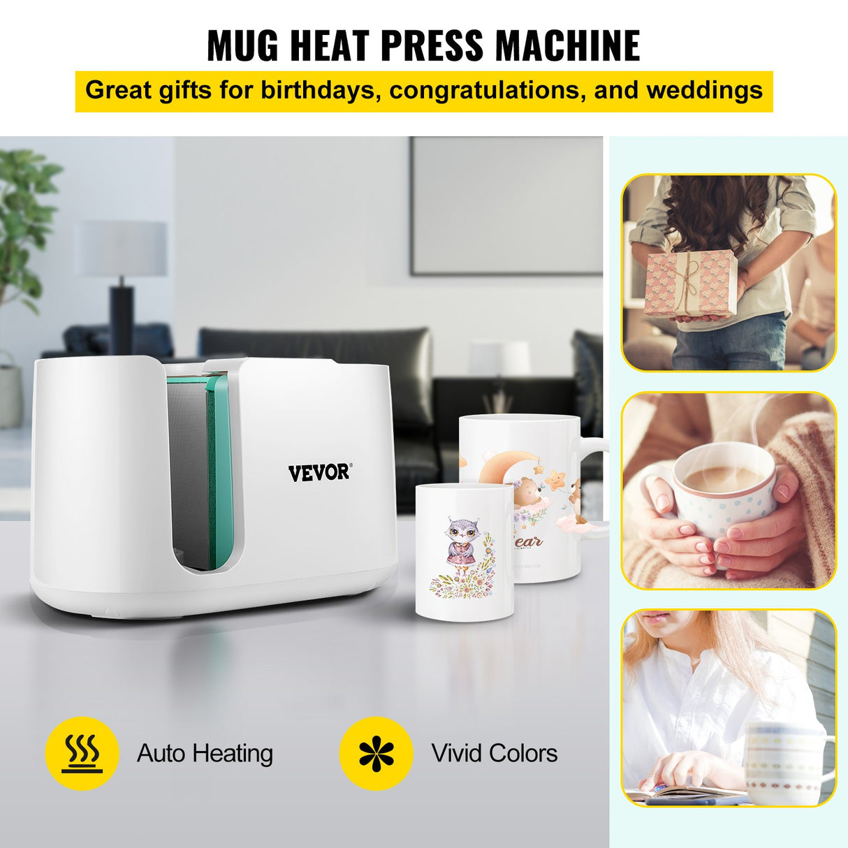 VEVOR Mug Press Machine Automatic Heat Press Sublimation Printing 11-15oz Cup