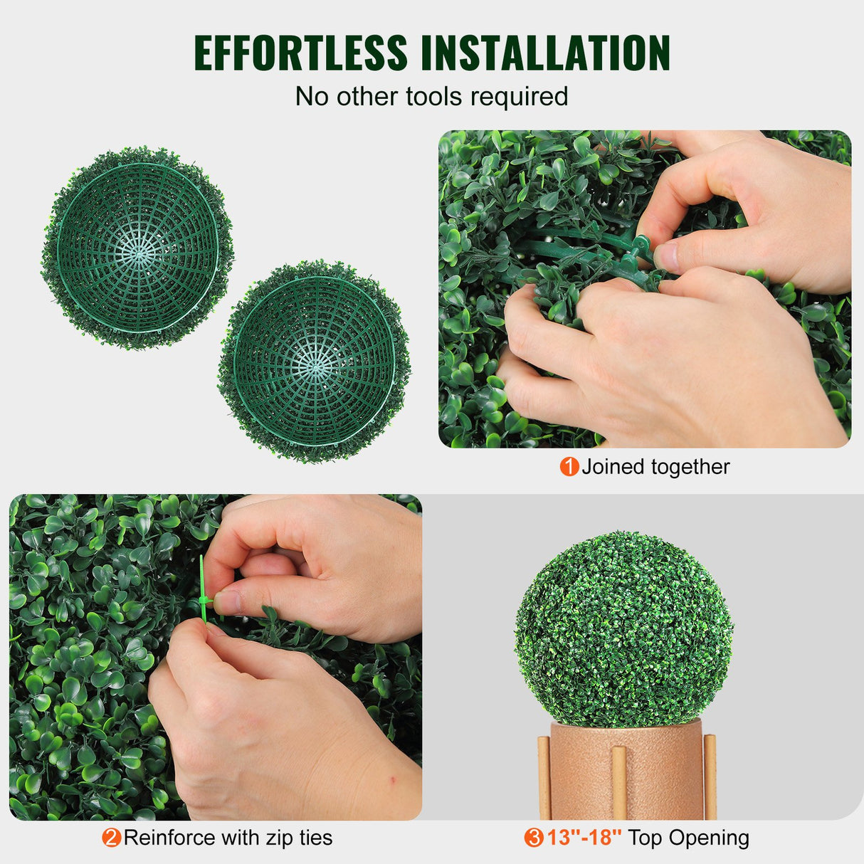 VEVOR Artificial Topiaries Boxwood Trees, (2 Pieces), Ball-Shape Faux Topiaries Plant, All-year Green Feaux Plant Decorative Balls for Backyard,