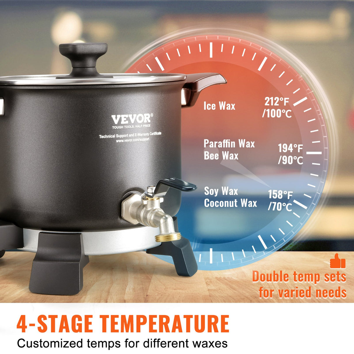 VEVOR Wax Melter for Candle Making, 5 Liter Large Electric Wax Melting Pot Easy Pour Spout, 4-level Temperature Control, Easy Clean for Candle Soap Cream Beauty Bulk Production Business or Home