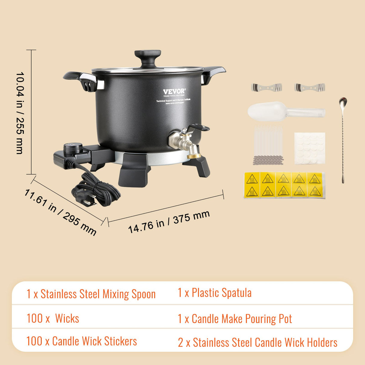 Wax Melter for Candle Making, 5 Liter Large Electric Wax Melting Pot Easy Pour Spout, 4-level Temperature Control, Easy Clean for Candle Soap Cream Beauty Bulk Production Business or Home