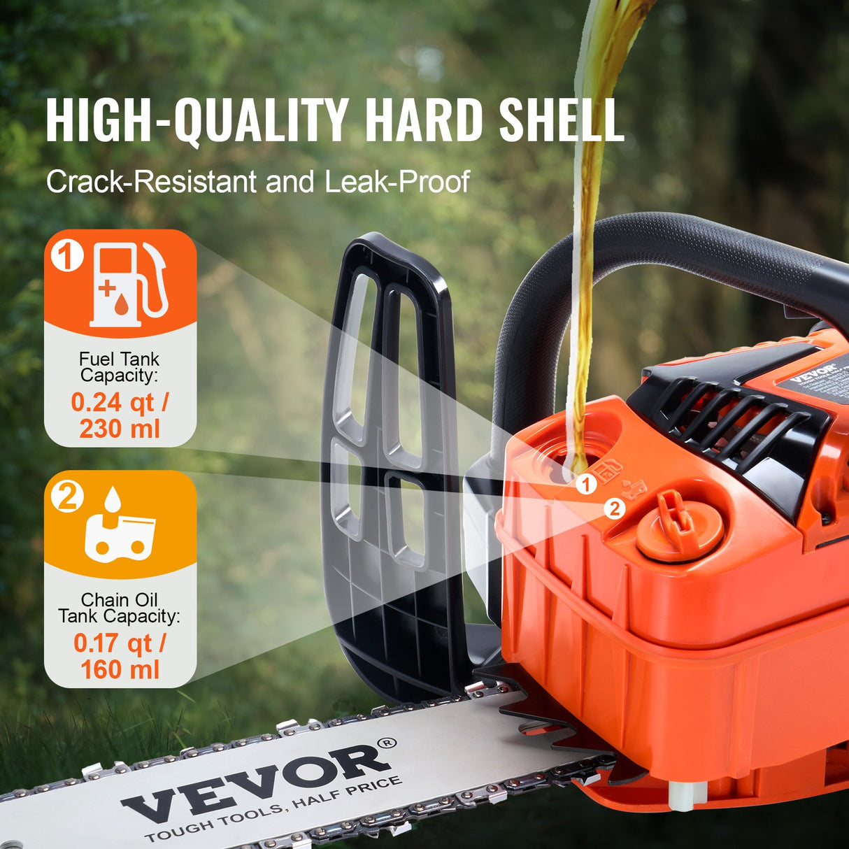 VEVOR 25.4CC 304.8mm Gasoline Chainsaw Powered Wood Cutting Engine Gas Chain Saw
