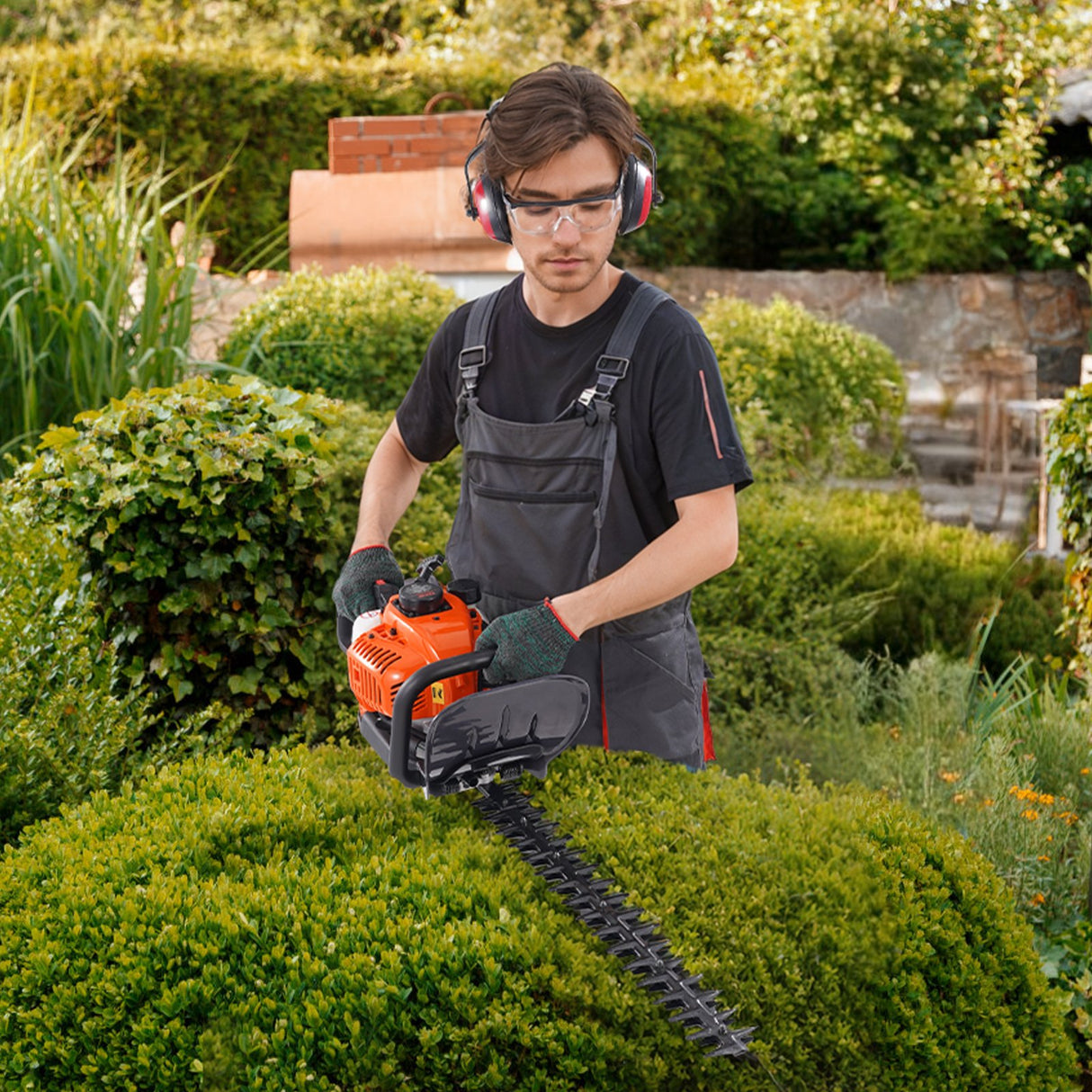 VEVOR 23.2-inch 26CC 2 Cycle Gas Hedge Trimmer, Gas Powered Handheld Hedge Trimmer with Dual Sided Dual Action Blade, 180° Adjustable Trimmer Head, Suitable for Trimming Shrubs, Low Bushes