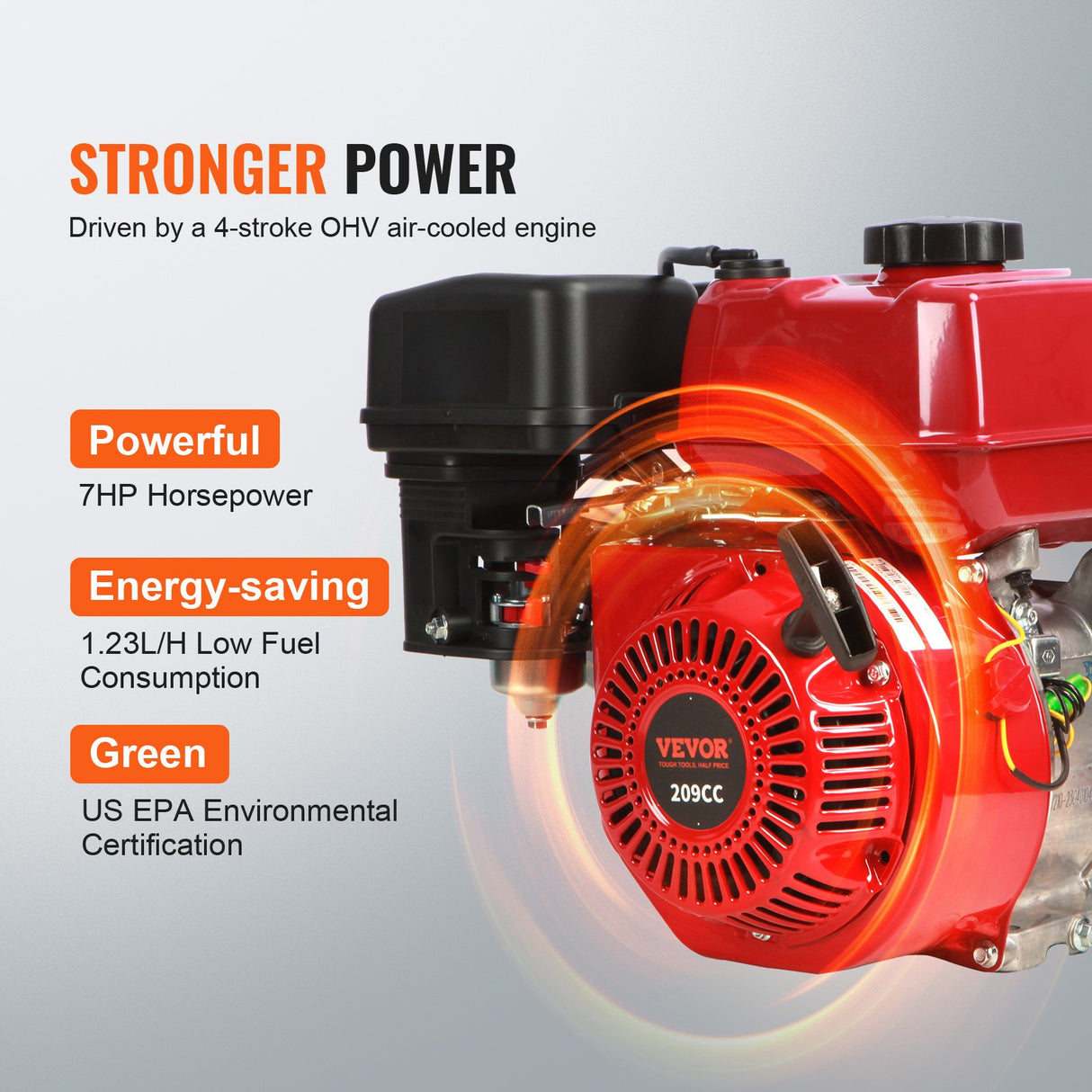 Gasoline Engine Water Pump, 80 mm, 7HP 265 GPM, 43 m Lift, 7 m Suction, 4-Stroke Gas Powered Trash Water Transfer Pump Portable High Pressure with 25ft Hose for Irrigation Pool, EPA Certified