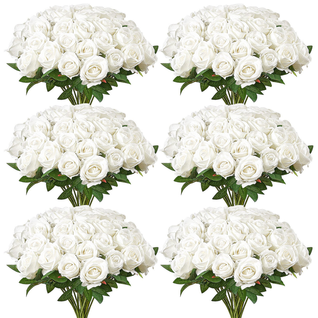 VEVOR 120 Pcs White Roses Artificial Flowers Realistic Bouquet Xmas Home Decor