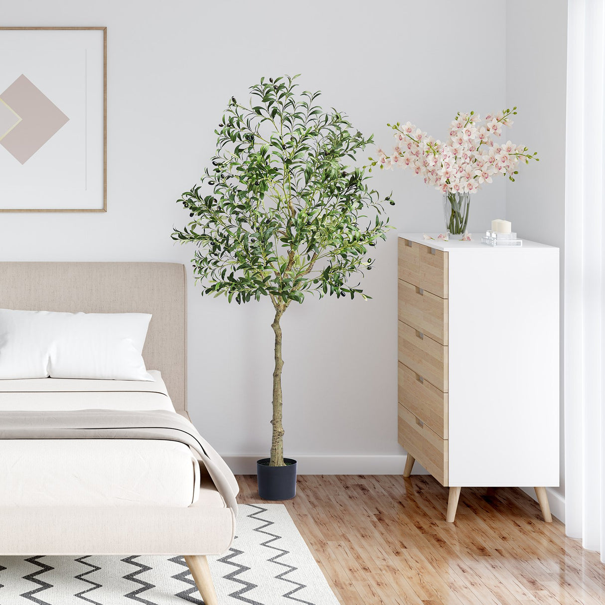 VEVOR Artificial Olive Tree, 15.2cm Tall Faux Plant, Secure PE Material & Anti-Tip Tilt Protection Low-Maintenance Plant, Lifelike Green Fake Potted Tree for Home Office Warehouse Decor Indoor Outdoor