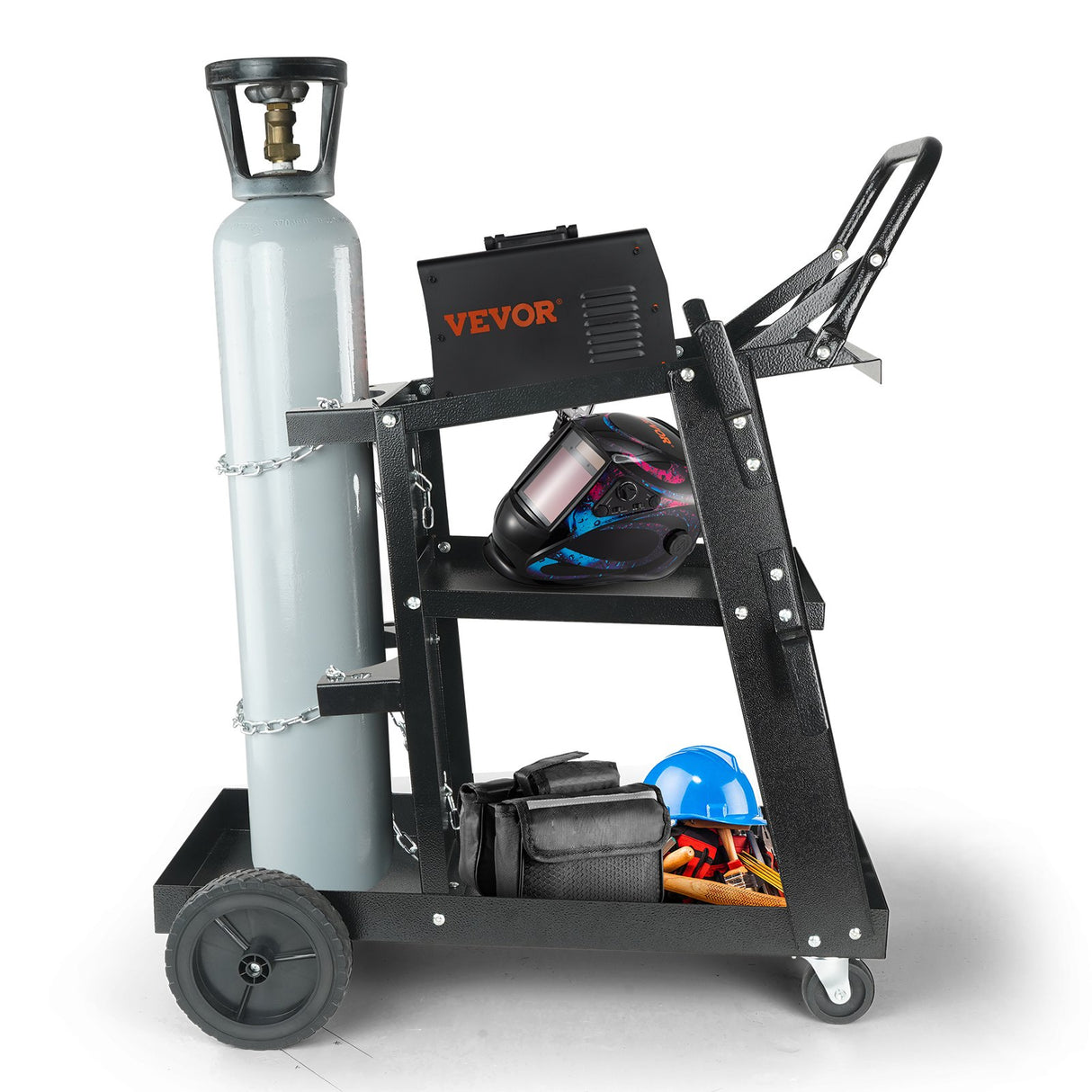 VEVOR Welding Cart, 3-Tier Welder Cart Heavy Duty with 400 Lbs Weight Capacity, 360° Swivel Wheels,