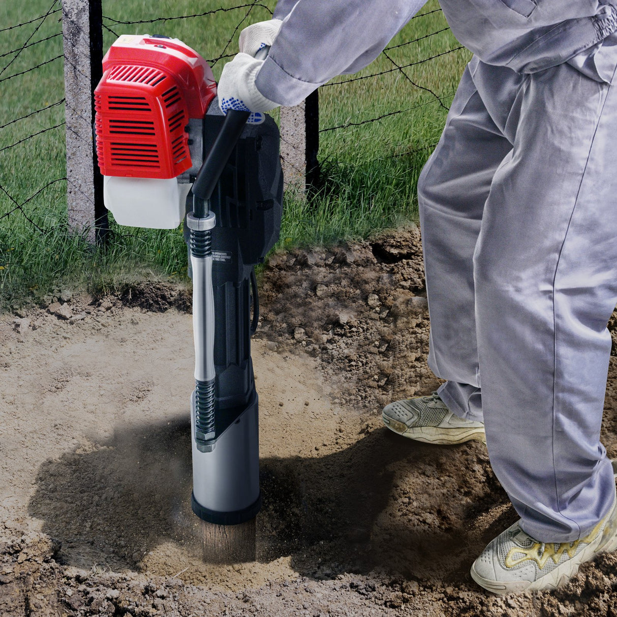 VEVOR 52cc Gas-Powered T Post Driver 2-Stroke Fence Piling Pounder w/ 3 Head