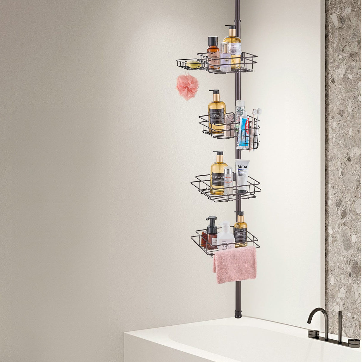 VEVOR 42" to 114" High Shower Corner Caddy Tension Pole Rust-Proof Tension Pole