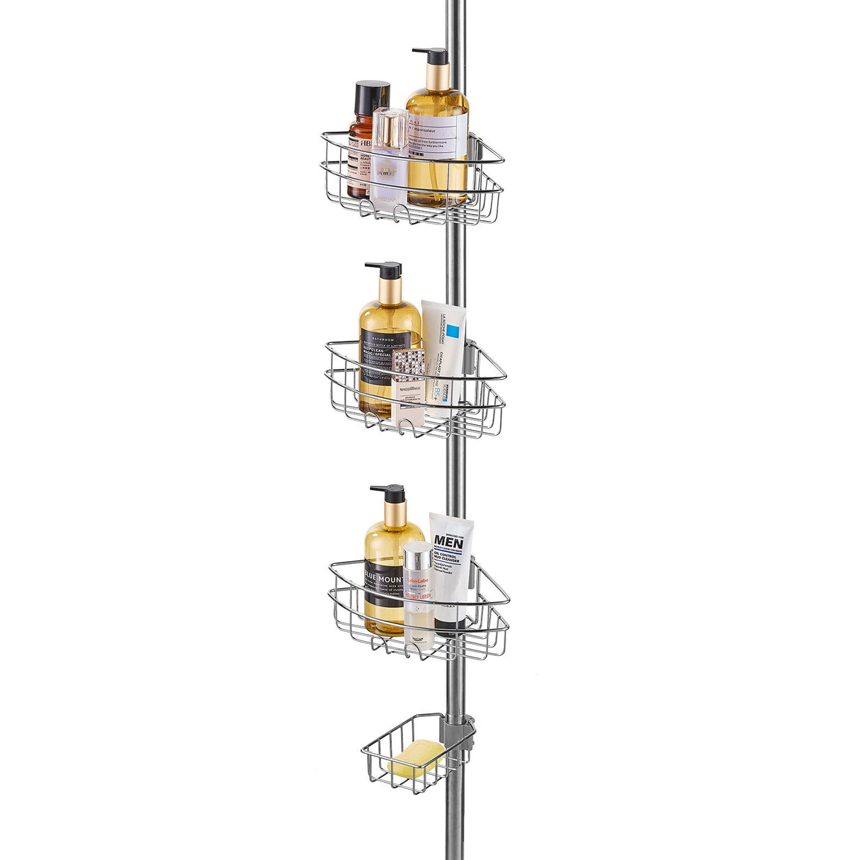 VEVOR 39" to 125" High Shower Corner Caddy Tension Pole Rust-Proof Tension Pole